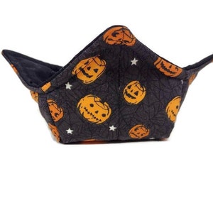 Microwavable Bowl Cozy Pumpkin and Stars Glow in the dark cotton reversible microwavable soup bowl holder