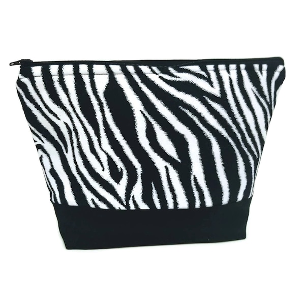 Zebra animal print zippered cosmetic, make up, travel bag