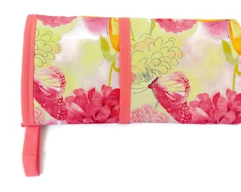 Heat resistant curling iron, hair straightener case, Easter peach Butterfly