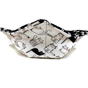 Bowl Cozy Quilted Cotton Microwave Safe Black and White Cat