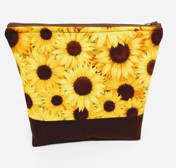 Sunflower Cosmetic Bag: Zippered Makeup Travel Pouch
