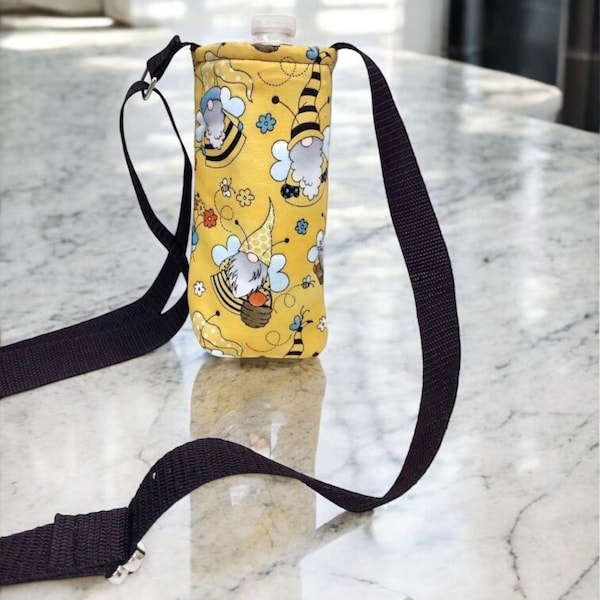 Bee Gnome Insulated Water Bottle Holder with Adjustable Strap