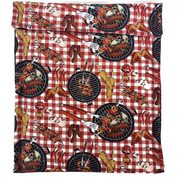 Baked Potato Bag in a Backyard BBQ Fabric Print by Sewuseful Studios