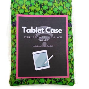 Tablet Hülle mit Reißverschluss Tasche in einem Alien Stoff Druck