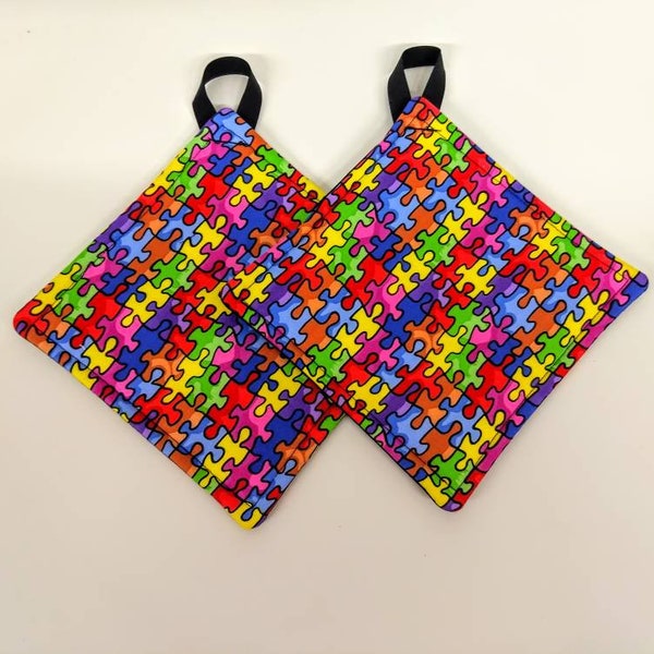 Pot holder for kitchen Pot Holder Set Oven Hot Pad Pot Holder for Cooking or Baking in a Puzzle Piece Fabric Print