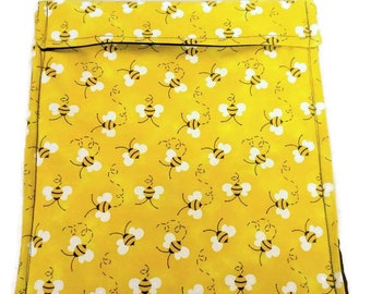 Potato Bag in a Yellow Honey bee Fabric Print by Sewuseful Studios LLC