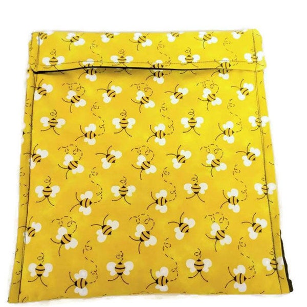 Potato Bag in a Yellow Honey bee Fabric Print by Sewuseful Studios LLC