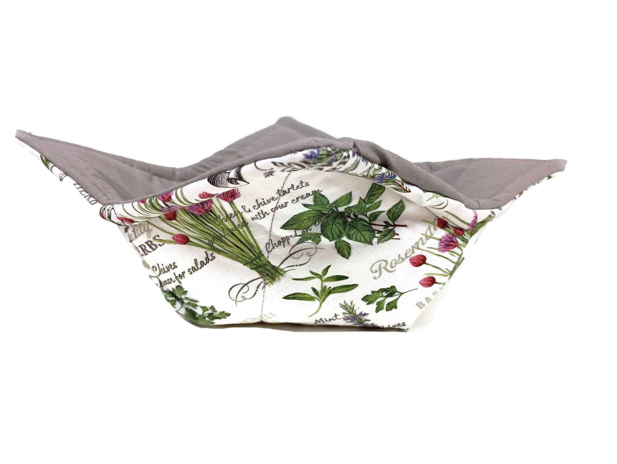 Bowl Cozy Microwave Safe Cotton Soup Hot Bowl Pot Holder in a Reversible  Herb Garden Fabric Print - Etsy