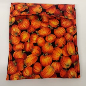 Potato Bag in a  Fall Pumpkin Fabric Print by Sewuseful Studios LLC