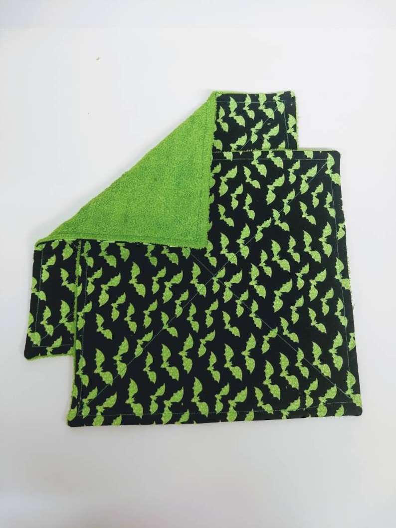 Halloween Lime Green Bat Kitchen Towel Terry Cloth Set Etsy