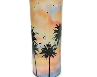 Kubek 20oz Skinny Tropical Palm Tree z pokrywką
