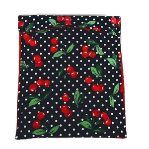 Baked Potato Bag in a  Red Cherry and Polka Dot Fabric Print by Sewuseful Studios