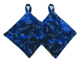 Pot holder for kitchen Pot Holder Set Oven Hot Pad Pot Holder for Cooking or Baking in a Star Constellation Fabric Print