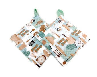 Pot holder for kitchen Pot Holder Set Oven Hot Pad Pot Holder for Cooking or Baking in a Kitchen Utensil Fabric Print