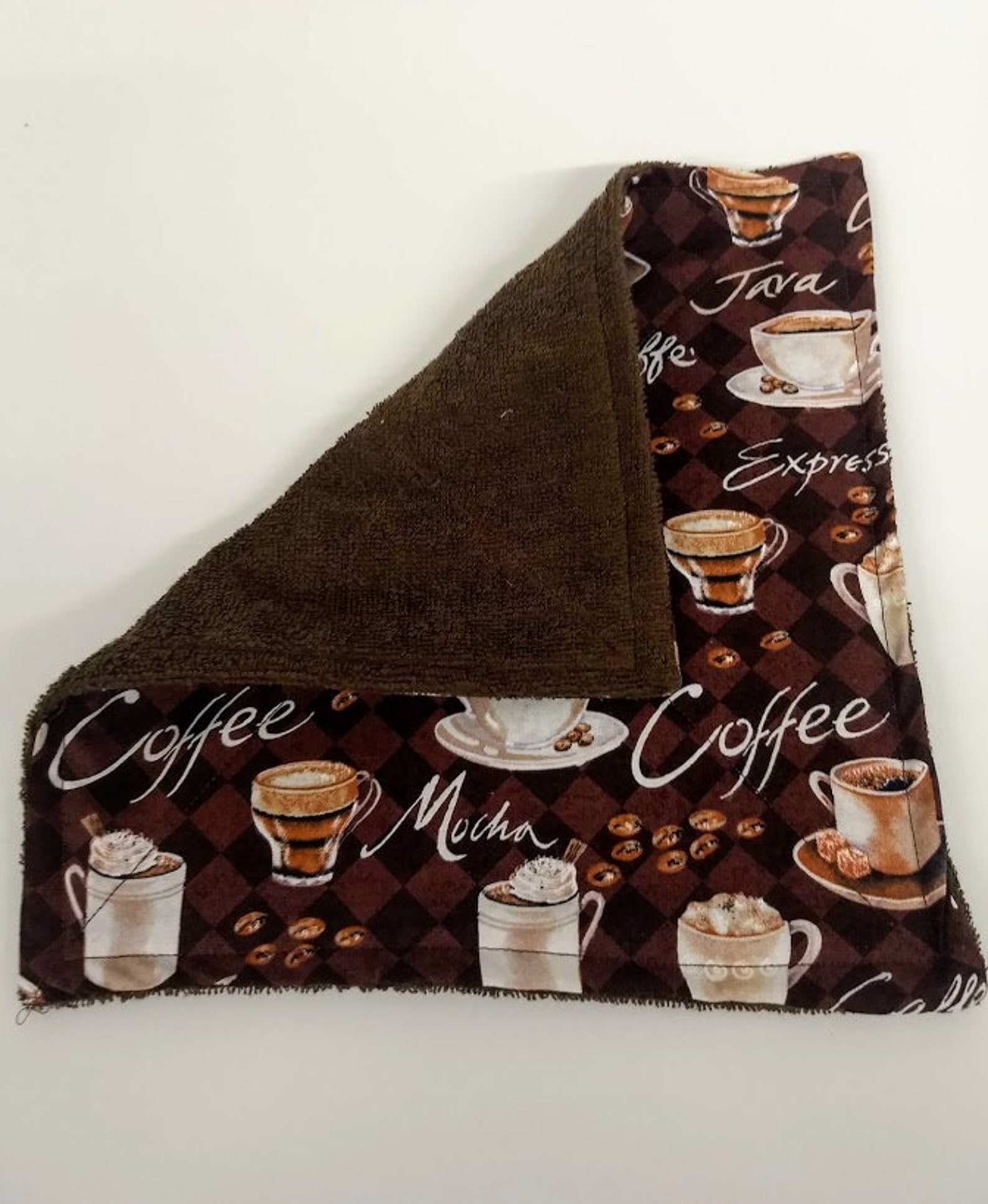 Kitchen Towel Terry Cloth Set in Coffee Print Etsy