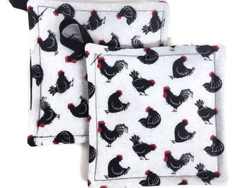 Agarradera para cocina Juego de agarraderas para horno Agarradera para cocinar u hornear con estampado de tela de pollo