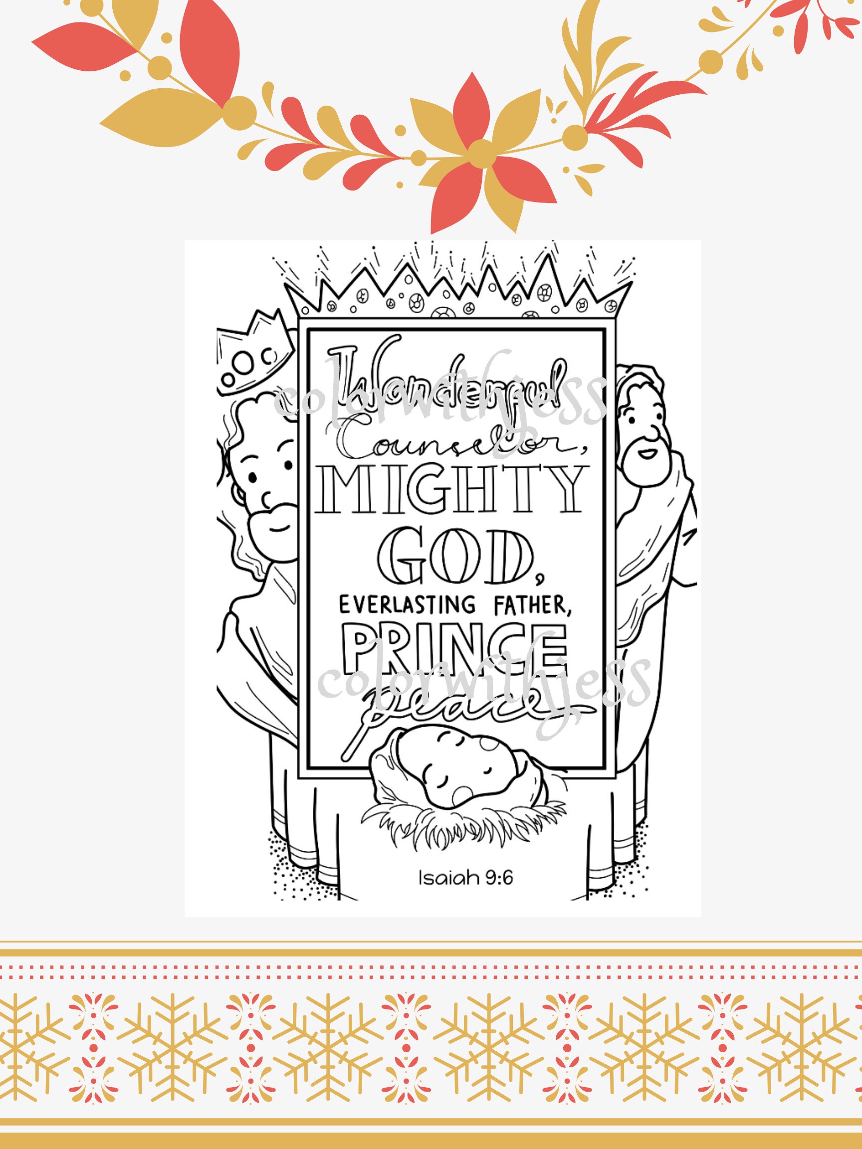 Christmas Themed Scripture Art Coloring Page Coloring Page | Etsy
