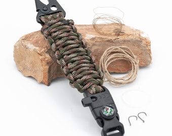 10 in 1 paracord survival clip-on, Paracord bracelet, survival, paracord, bushcraft, safety, multi tool,