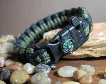 5 in 1 Paracord Survival Bracelet, paracord bracelet, Flint, compass, whistle, survival, bushcraft, multi tool, hiking