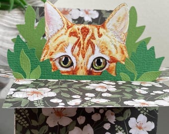 Ginger Cat "Pop Up" Box Card: Personalised 3D Gift Card Holder