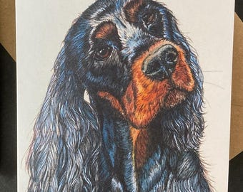 Gordon Setter Card; Personalised or blank for any occasion, watercolour dog art
