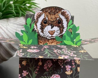 Personalised Ferret Card. Birthday, Mothers or Fathers Day, Wedding, Anniversary; gift card holder for ferret lover.