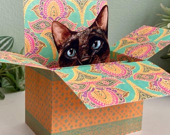 Tonkinese Cat Card; Personalised for any occasion. 3D Gift card holder.