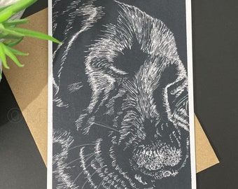 Black Labrador Art Card; for any occasion. Lab art card for dog lover.