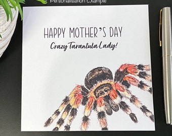 Tarantula Spider Card: Personalised or Blank. Birthday, Father's Day, Mother's Day, Thank you - any occasion for spider lover.