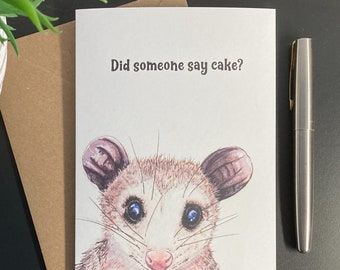 Opossum Card: Personalised or blank. Card for Possum lovers; birthday or any occasion.