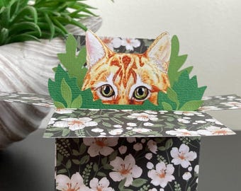 Ginger Cat Box Card: Personalised "Pop Up" 3D Gift Card Holder