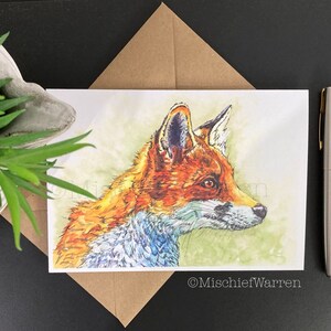 Red Fox Personalised Art Card handmade from my painting. Can be personalised for any occasion; Birthday, Thank you or Christmas perhaps