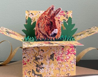Baudet du Poitou Donkey Card. Birthday or Personalised for any occasion. Gift card holder for donkey lover.
