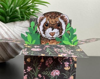 Personalised Ferret Card. Birthday, Mothers or Fathers Day, Wedding, Anniversary. Gift card holder for ferret lover.