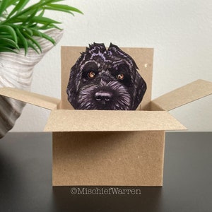 Carte Cockapoo noire. Carte boîte 3D. Carte personnalisée ; anniversaire, fête des mères, fête des pères ou Noël. Porte-cartes cadeau.