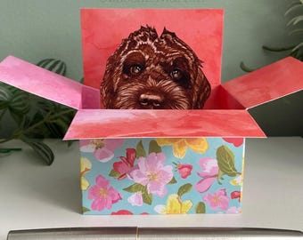 Personalised Brown Cockapoo 3D Card: Cockerpoo Gift Card Holder