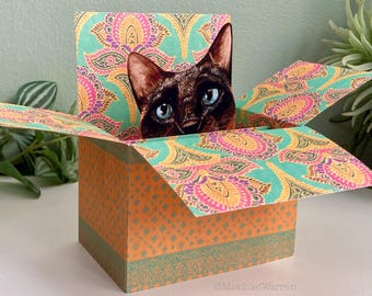 Tonkinese Cat Card; Personalised for any occasion. 3D Gift card holder.