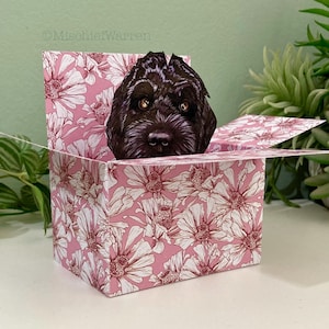 Schwarze Cockapoo Karte: 3D Hundeliebhaber Geschenkkartenhalter