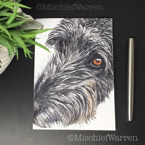 Irischer Wolfshund Karte. Wolfshund Hundekarte. Blank für jeden Anlass; Geburtstag, Mutter oder Vatertag, Danke, Hochzeit, Jubiläumskarte.
