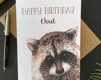 Personalised Raccoon Card; for Animal Lover, Birthday or any occasion.