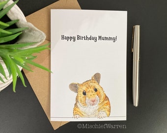 Personalised Hamster Card. Blank or Personalised for any occasion; birthday, Christmas. For little (or big!) girls or boys.