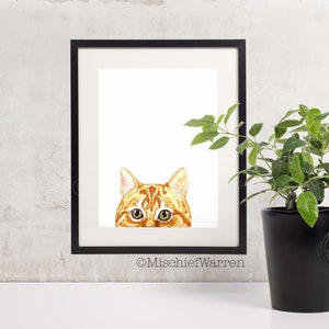 Ginger Cat Aquarell Kunstdruck A4 oder 8 "x 10"" Katzen Liebhaber Wand Kunst, Wohnkultur oder Geschenk Haustier Verlust.