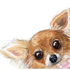 Chihuahua Dog Art Print from my painting. Picture for Birthday, Wedding or Christmas for Chihuahua lovers.