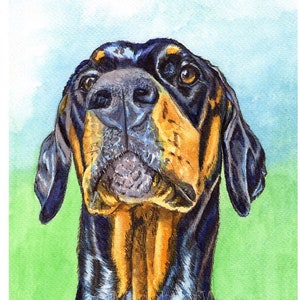 Doberman Dog Art Print from my watercolour painting. Wall Art Picture for Doberman dog lover. A4 or 8&quot; x 10&quot;