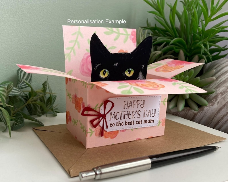 Black Cat Card; the Original Cat in a Box Card. Valentines, Birthday ...