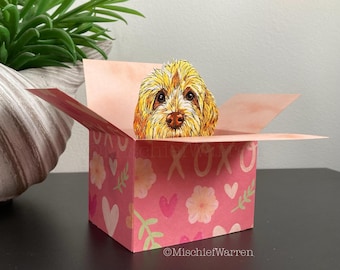 Valentines Cockapoo Dog Card: Yellow Gold Cockerpoo Gift Card Holder