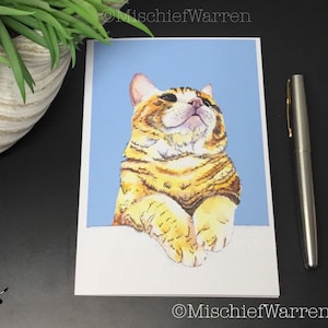Ginger getigerte Karte. Leere Ginger Cat Kunstkarte für Katzenliebhaber für jeden Anlass.