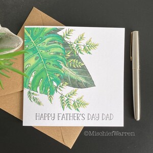 Amoureux des plantes Card. Vierge ou personnalisée pour : anniversaire, remerciement, fête des pères, fête des mères, carte de sympathie de ma peinture de feuille de plante d'intérieur.