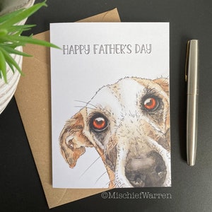 Windhund Karte. Windhund, Whippet, Lurcher. Leere oder personalisierte Karte; Karte zum Geburtstag, Muttertag, Vatertag, Dankeschön, Weihnachtskarte.