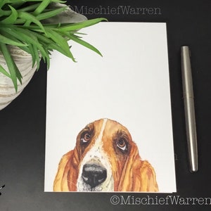 Basset hound art Card. Can be personalised for any occasion; birthday, thank you or Christmas perhaps, for dog lover.